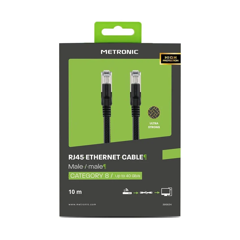 Metronic Cavo Ethernet RJ45 CAT 8 maschio/maschio intrecciato S/FTP 10 metri
