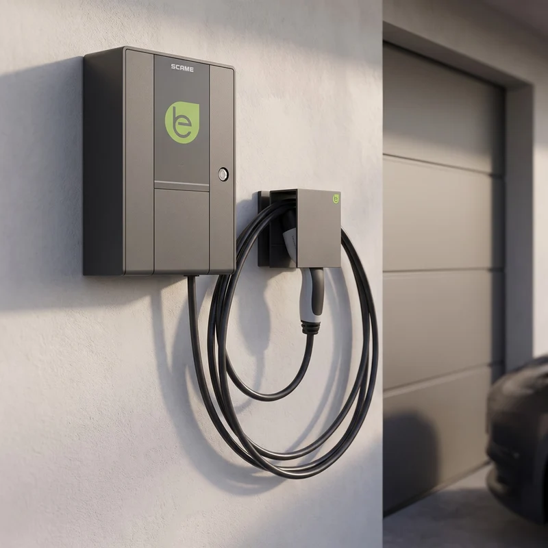 Wall Box con Cavo e Presa Tipo 2 7,4kW 32A Scame Antracite – 205.W17-S0