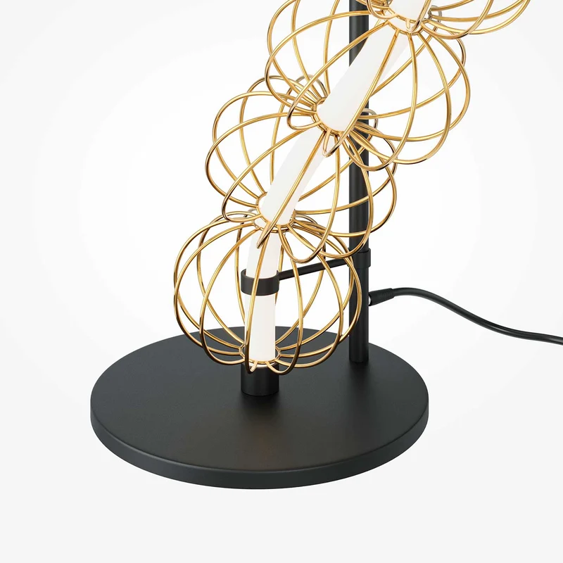 Golden Cage - Lampadaire LED sculptural en acier, style contemporain