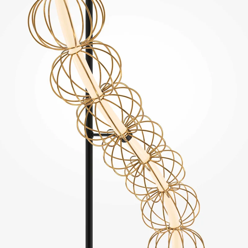 Golden Cage - Lampadaire LED sculptural en acier, style contemporain