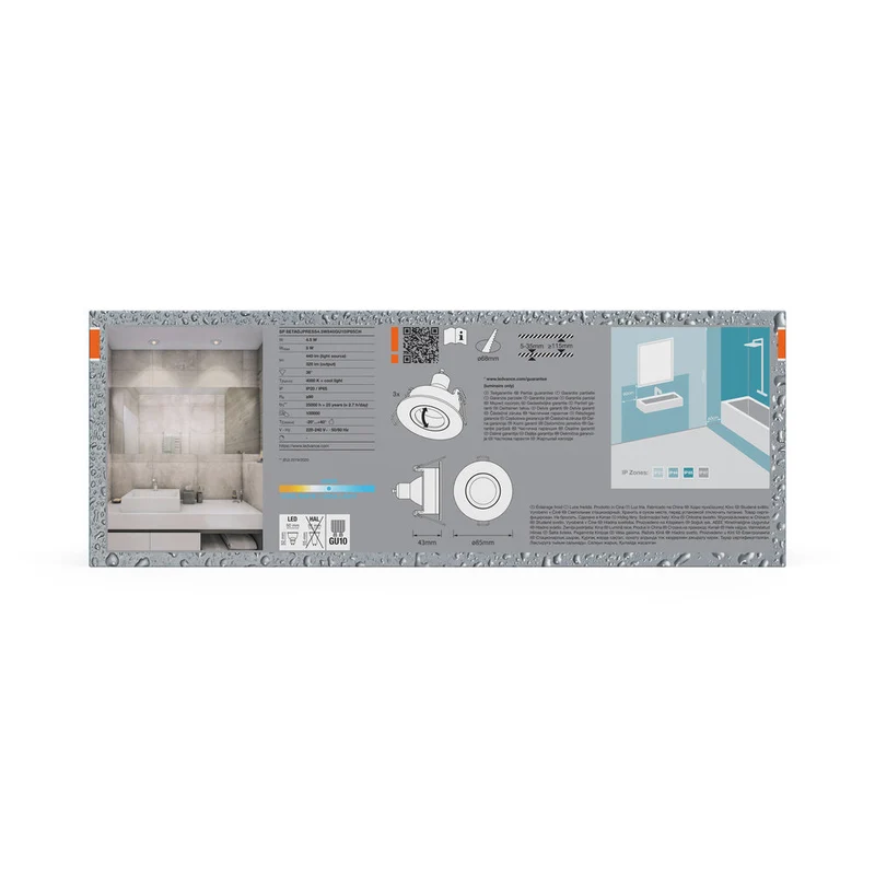 OSRAM LED Spot Recess faretti da incasso per bagno GU10 dimmerabile orientabile Click 6W bianco ⌀68 mm