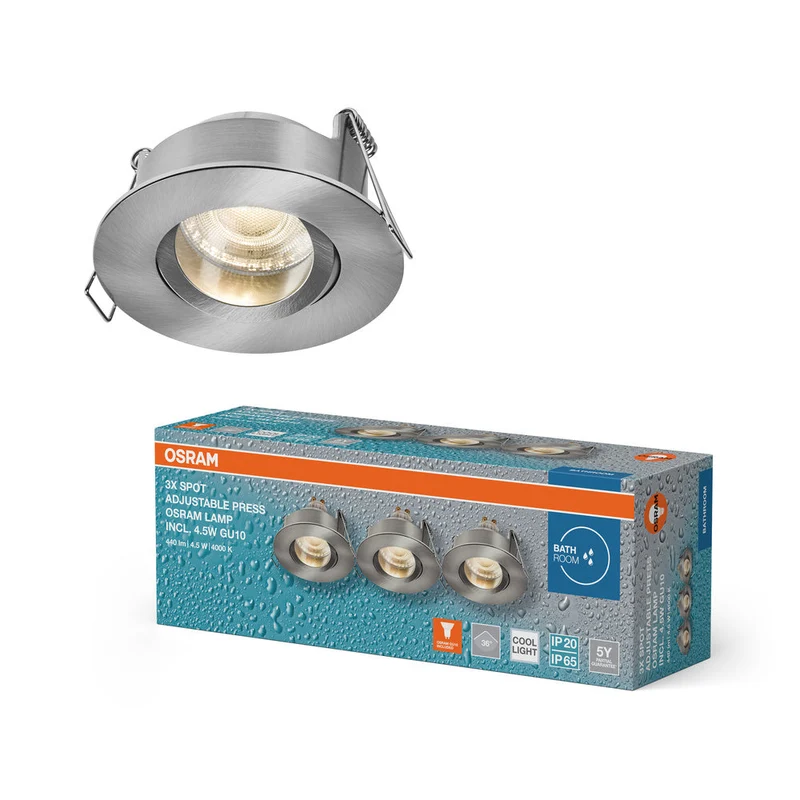 OSRAM LED Spot Recess faretti da incasso per bagno GU10 IP65 4.5W 840 satin-nickel ⌀68 mm