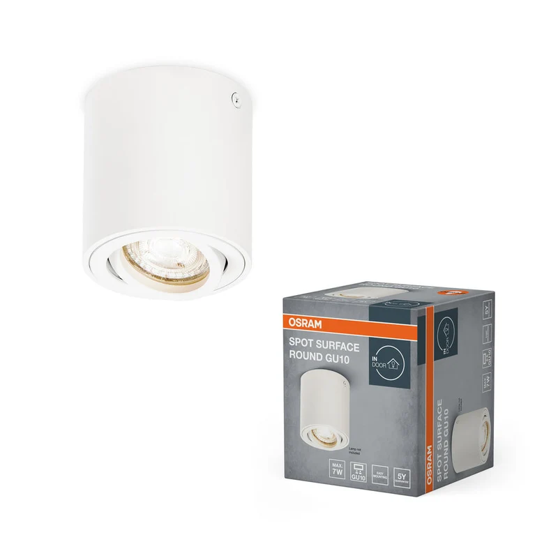 OSRAM Spot Superficie Rotondo Spot da Soffitto, Ø 80mm, bianco, GU10