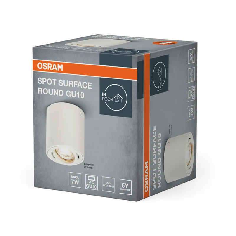 OSRAM Spot Superficie Rotondo Spot da Soffitto, Ø 80mm, bianco, GU10