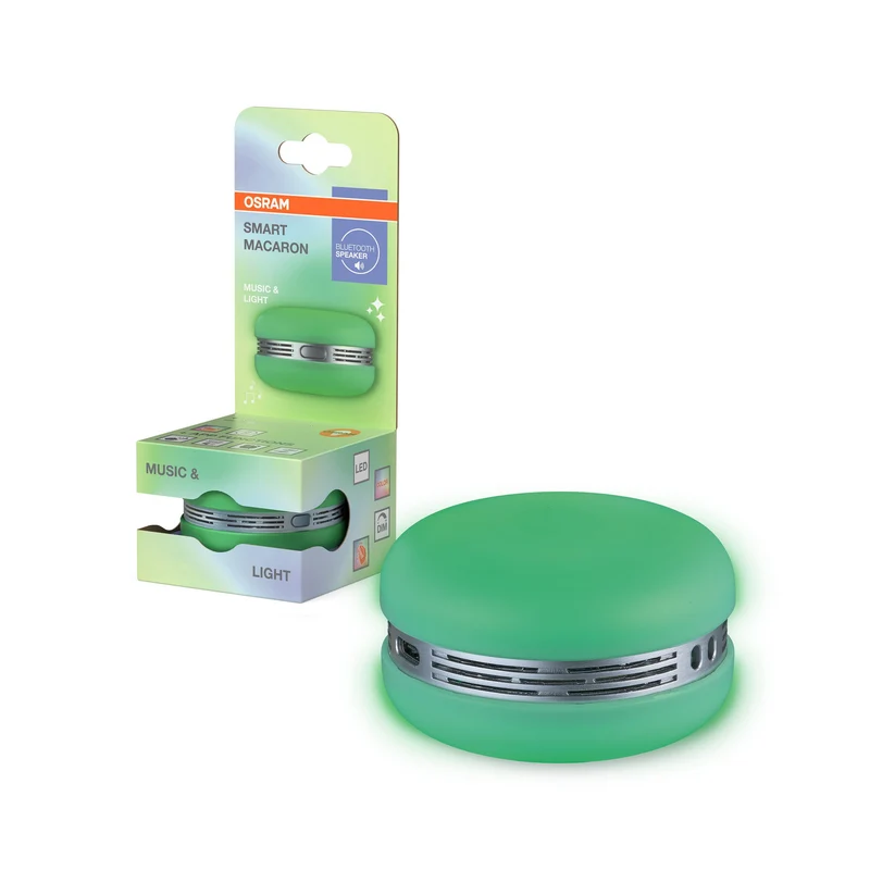 OSRAM Bluetooth SMART+ Macaron altoparlante con controllo del movimento, luce LED RGB, verde