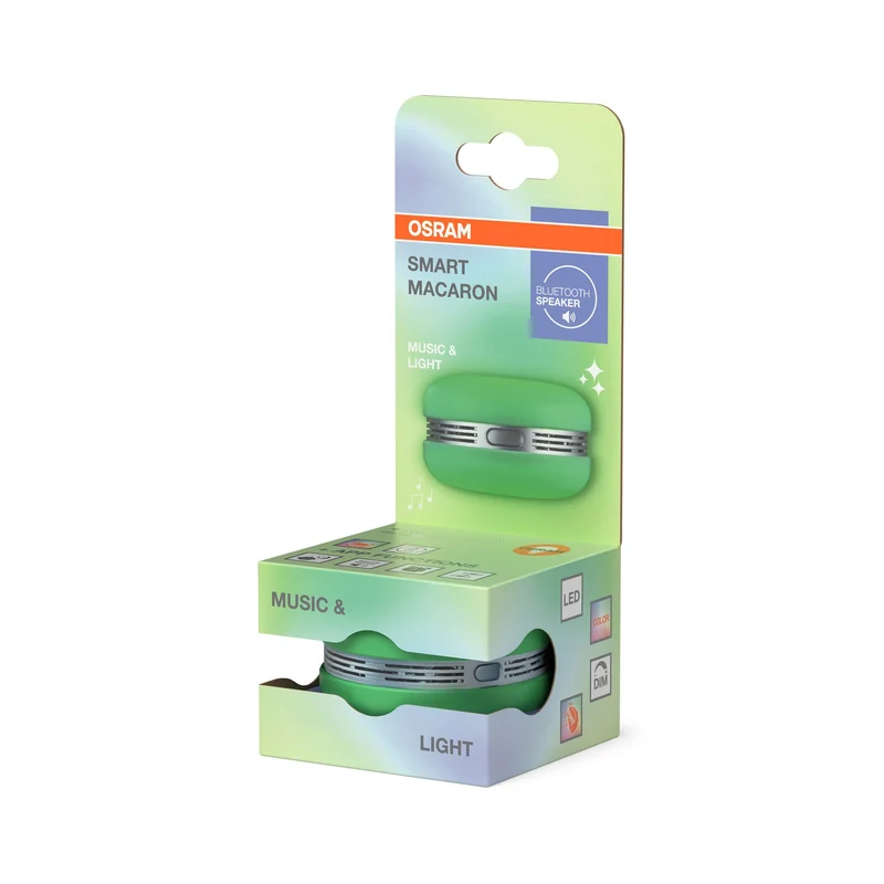 OSRAM Bluetooth SMART+ Macaron altoparlante con controllo del movimento, luce LED RGB, verde