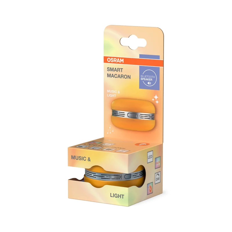 OSRAM Bluetooth SMART+ Macaron altoparlante con controllo del movimento, luce LED RGB, arancione