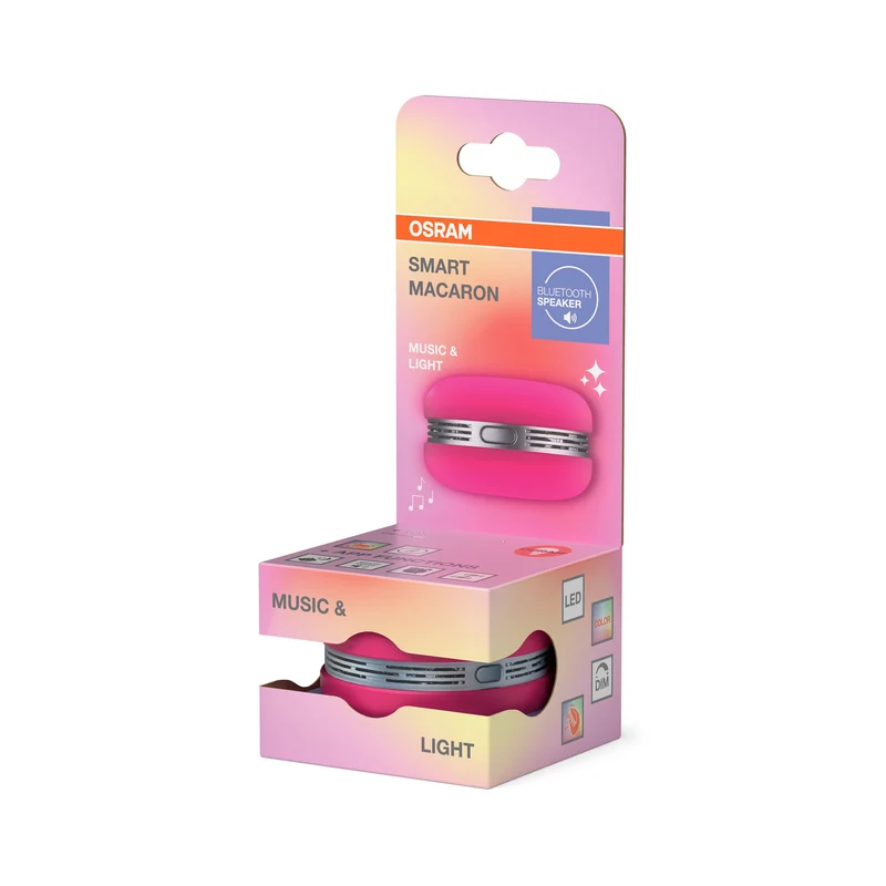 OSRAM Bluetooth SMART+ Macaron altoparlante con controllo del movimento, luce LED RGB, rosa