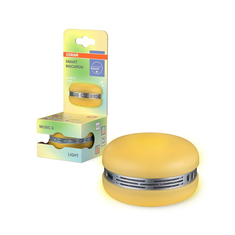 OSRAM Bluetooth SMART+ Altoparlante Macaron con controllo del movimento, luce LED RGB, giallo