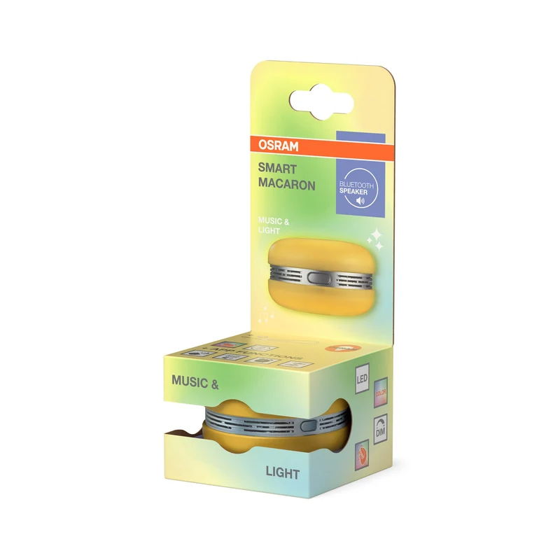 OSRAM Bluetooth SMART+ Altoparlante Macaron con controllo del movimento, luce LED RGB, giallo