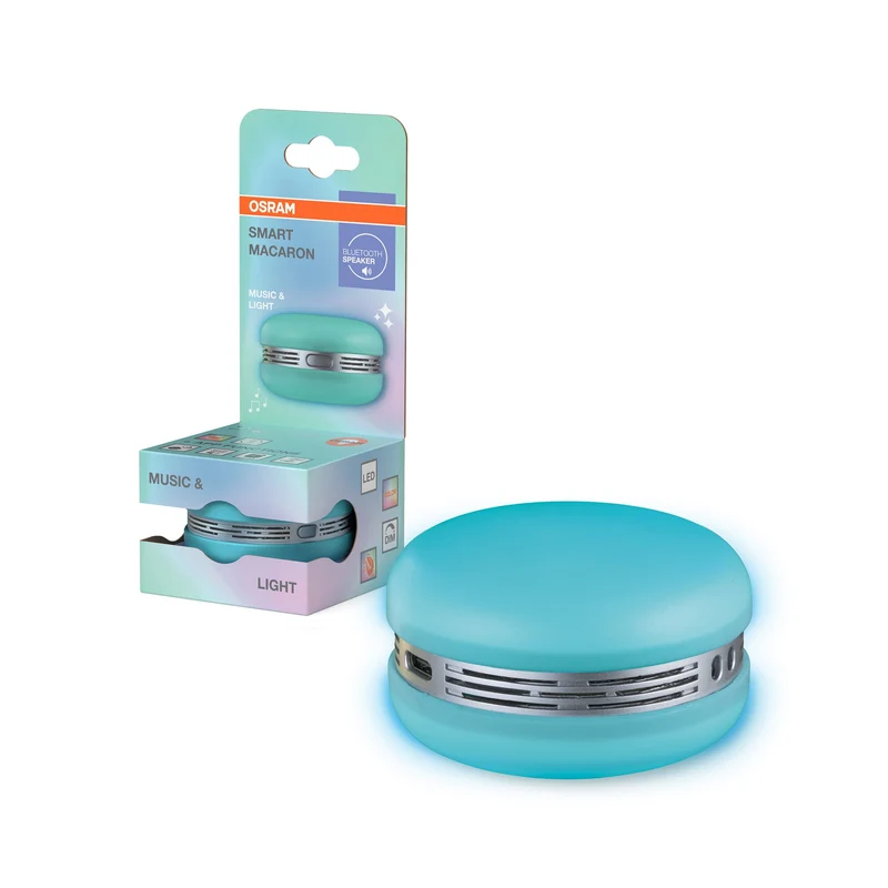 OSRAM Bluetooth SMART+ Macaron altoparlante con controllo del movimento, luce LED RGB, blu