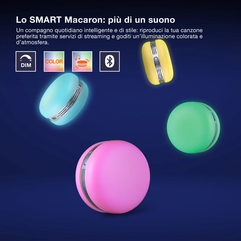 OSRAM Bluetooth SMART+ Macaron altoparlante con controllo del movimento, luce LED RGB, blu