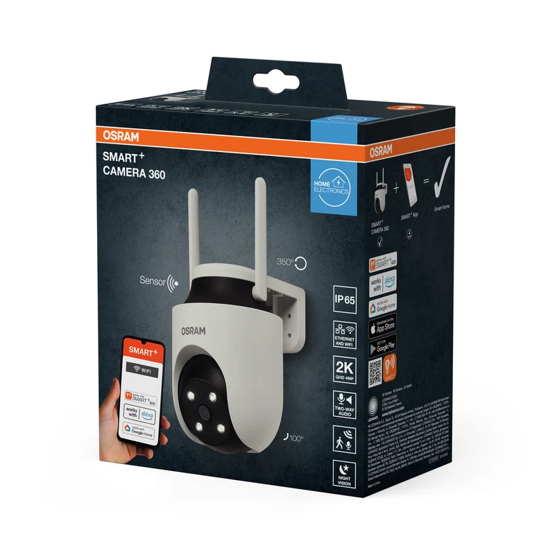 OSRAM Wifi SMART+ telecamera di sorveglianza esterna intelligente rotante bianca