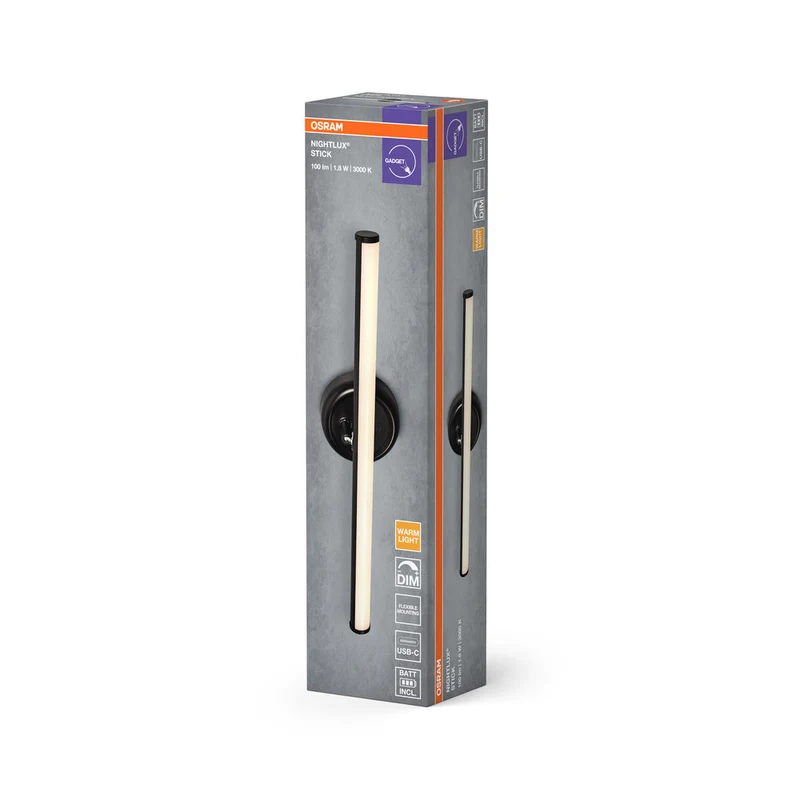 OSRAM NIGHTLUX STICK Dimmerabile Ricaricabile USB Lampada Nera