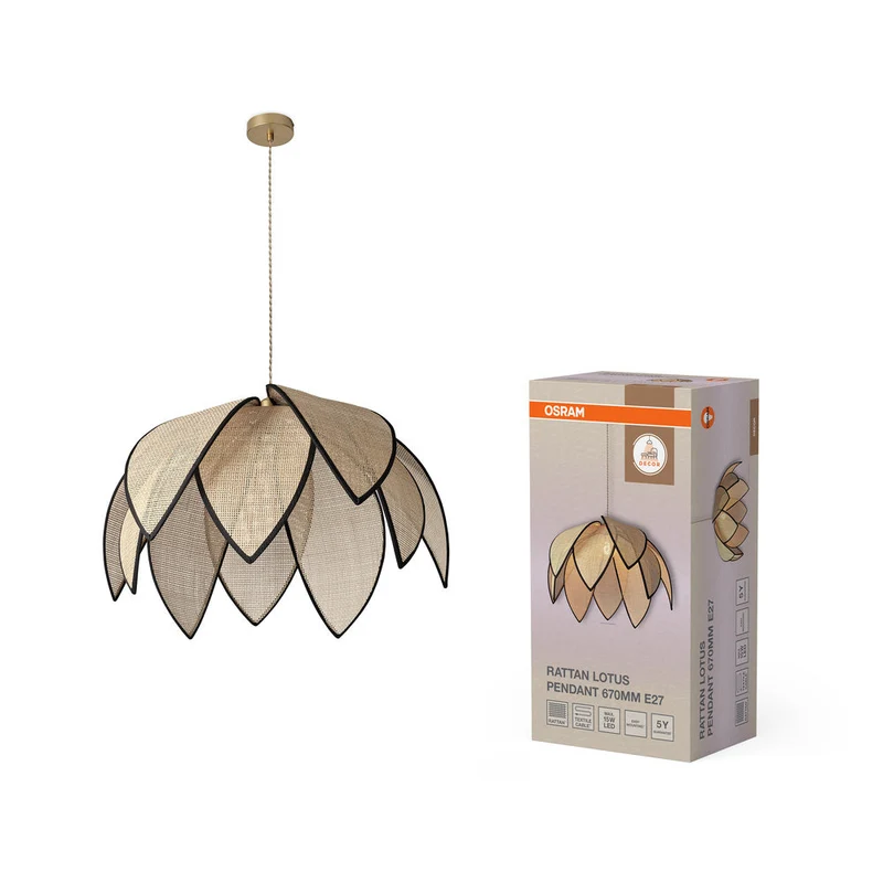OSRAM DECOR Rattan Loto Lampada a sospensione E27 Marrone