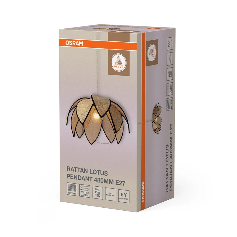 OSRAM DECOR Rattan Loto Lampada a sospensione E27 Marrone