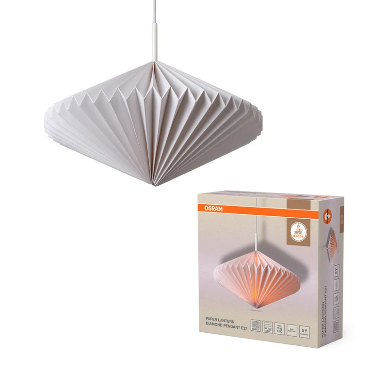 OSRAM DECOR Lanterna di Carta Lampada a Sospensione Diamante E27 Bianco