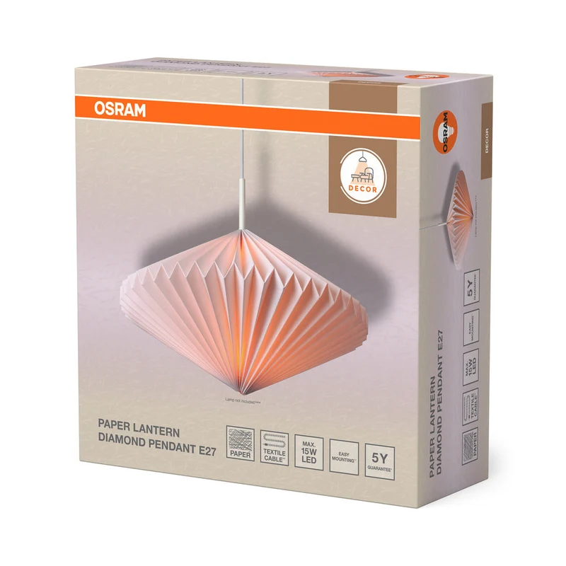 OSRAM DECOR Lanterna di Carta Lampada a Sospensione Diamante E27 Bianco