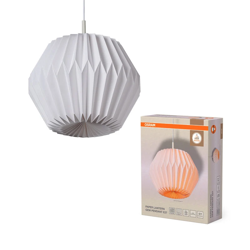 OSRAM DECOR Lanterna di carta Gem Lampada a sospensione E27 Bianco