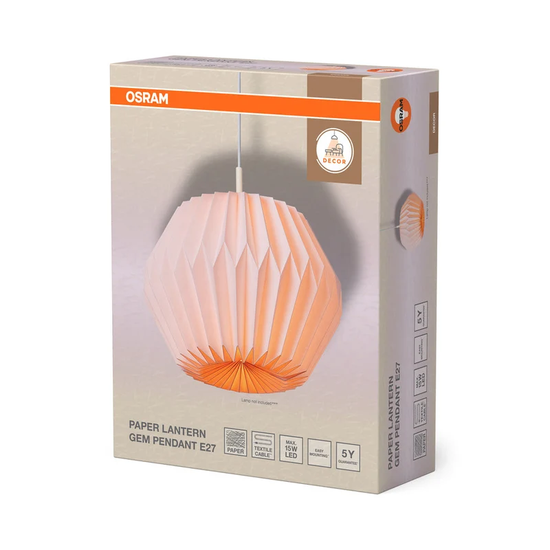 OSRAM DECOR Lanterna di carta Gem Lampada a sospensione E27 Bianco