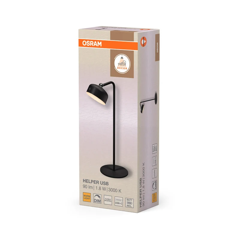 OSRAM DECOR HELPER GADGET Lampada USB a batteria Nera