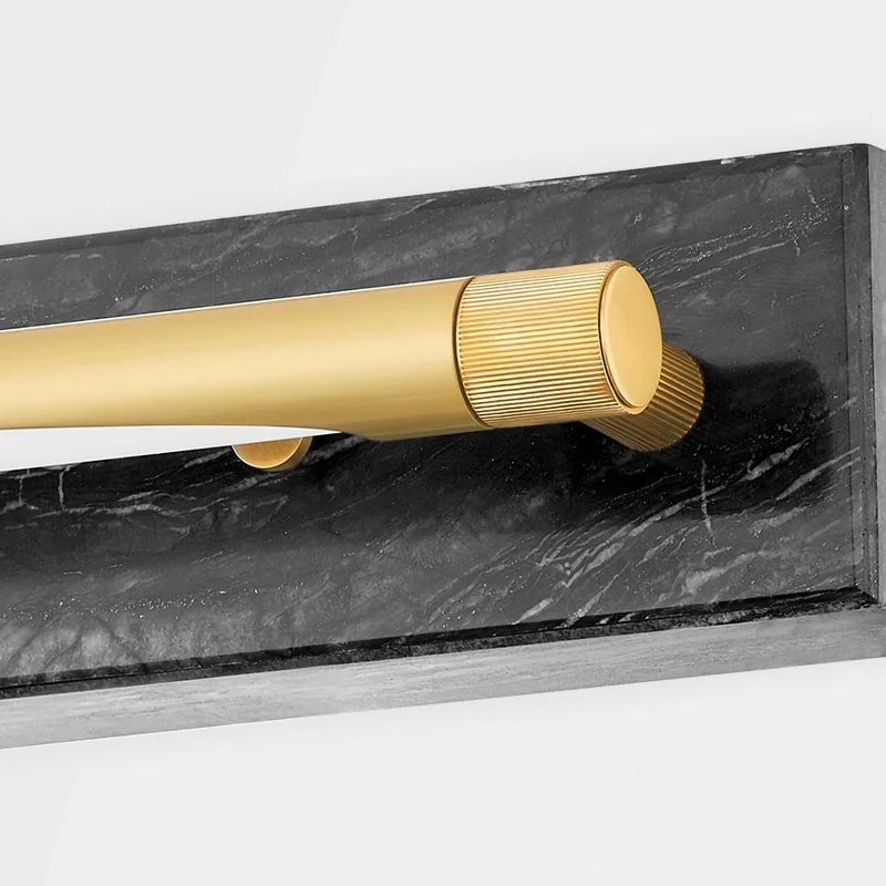 Hayden - Applique murale LED en laiton et marbre noir, style Art déco