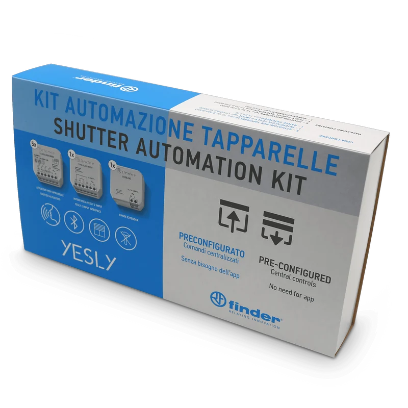 FINDER 13S28230B000 - Attuatore tapparelle - Standard, 110...230 V, 2 contatti, 6 A, Attuatore tapparelle/tende, montaggio da incasso, Bluetooth BLE, AC (50/60Hz)