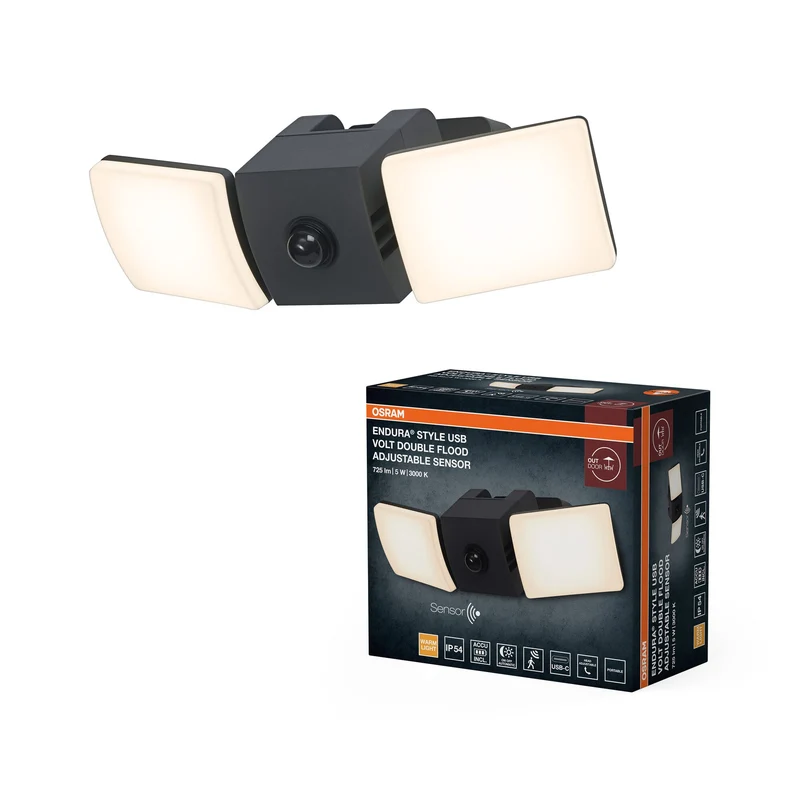 ENDURA® Style USB Volt Flood Regolabile Sensore IP54 Grigio scuro