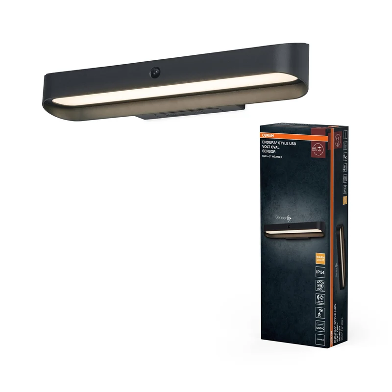 ENDURA® Style USB Volt Ovale Sensore IP54 Grigio scuro