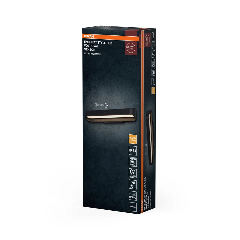 ENDURA® Style USB Volt Ovale Sensore IP54 Grigio scuro