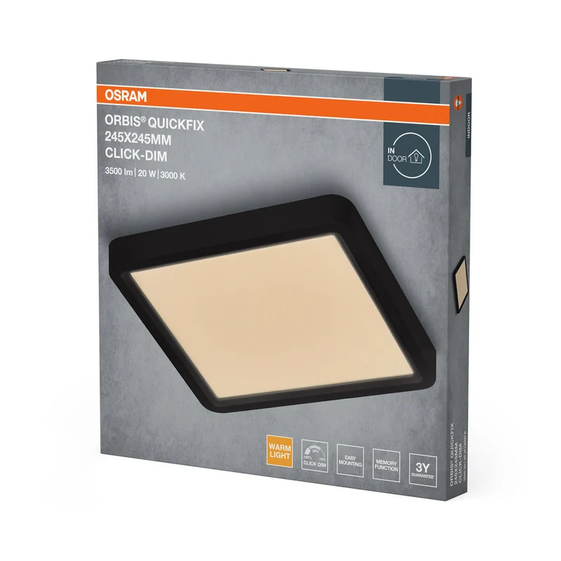 Plafoniera OSRAM Orbis Quickfix Square 245x245 mm 20W Click-Dim Nero