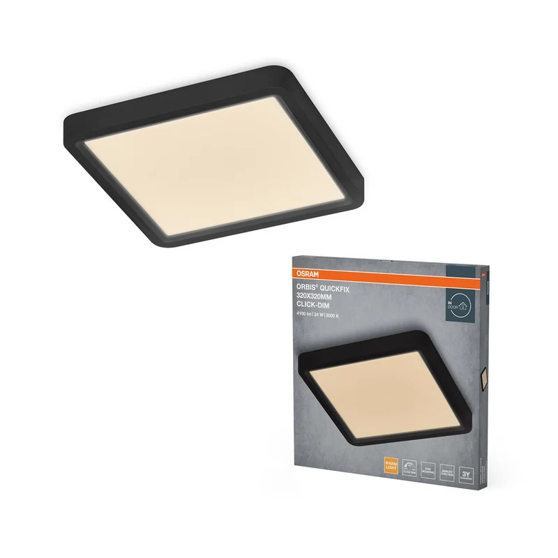 Plafoniera OSRAM Orbis Quickfix Square 320x320 mm 24W Click-Dim Nero