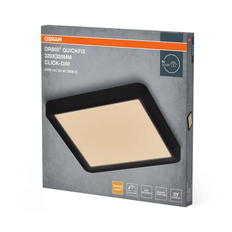 Plafoniera OSRAM Orbis Quickfix Square 320x320 mm 24W Click-Dim Nero