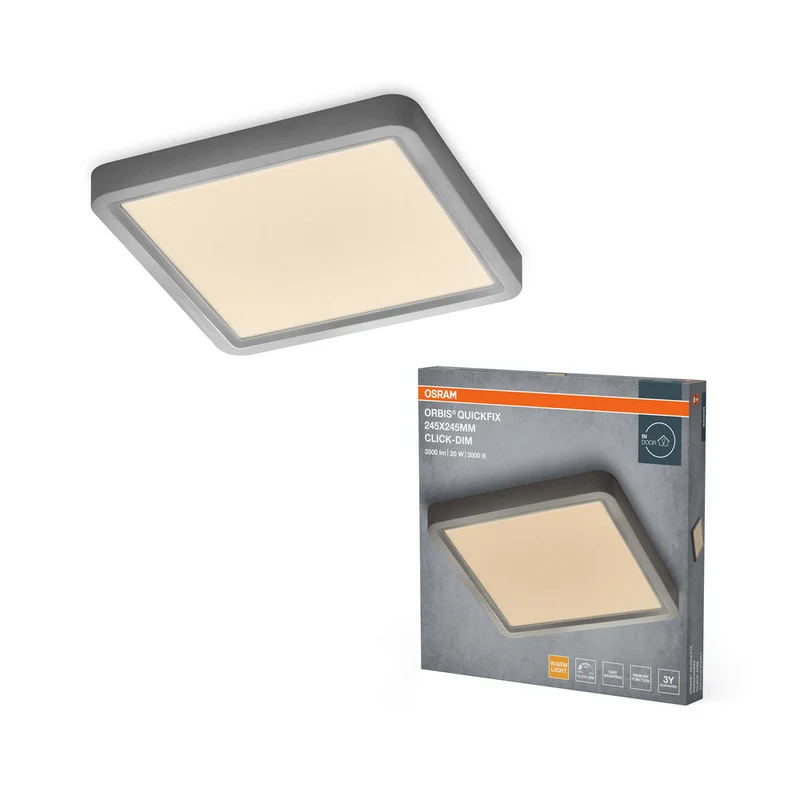 Plafoniera OSRAM Orbis Quickfix Square 245x245 mm 20W Click-Dim Argento