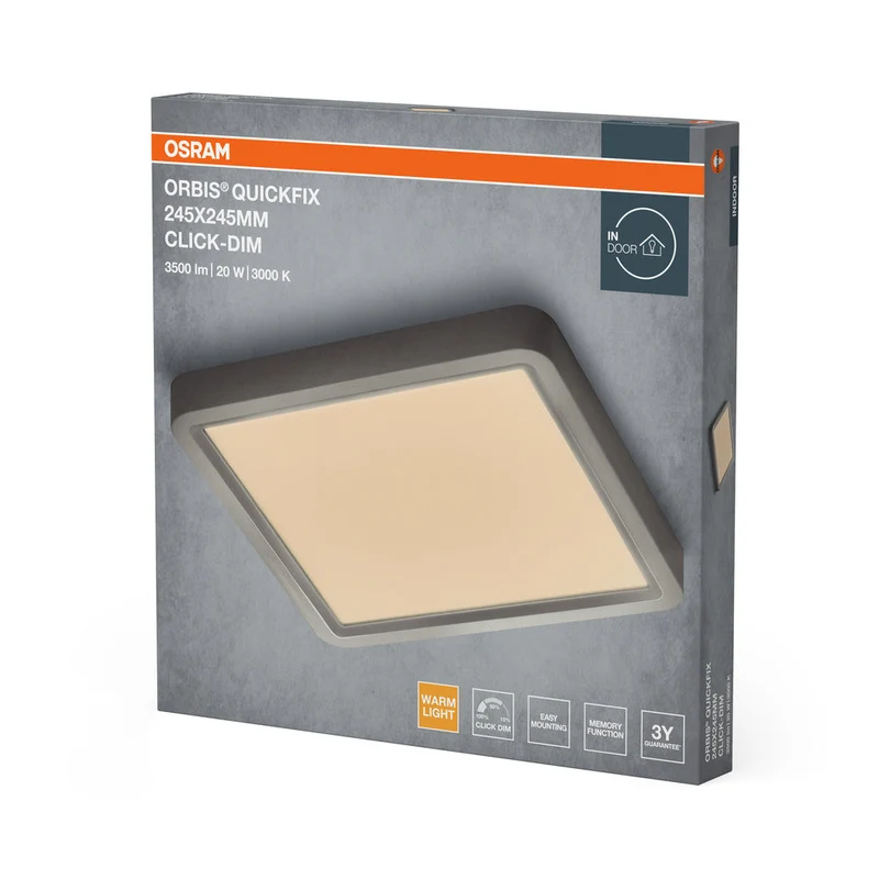 Plafoniera OSRAM Orbis Quickfix Square 245x245 mm 20W Click-Dim Argento