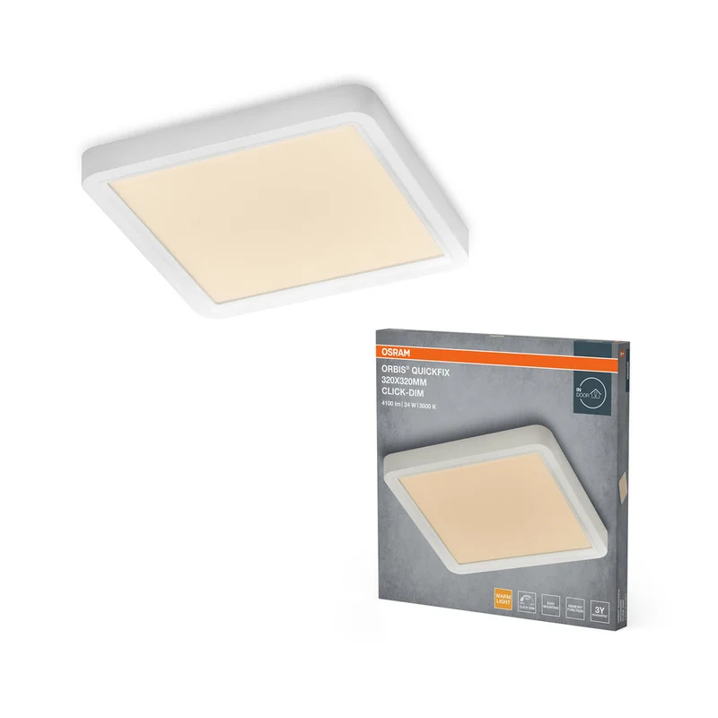 Plafoniera OSRAM Orbis Quickfix Square 320x320 mm 24W Click-Dim Bianco