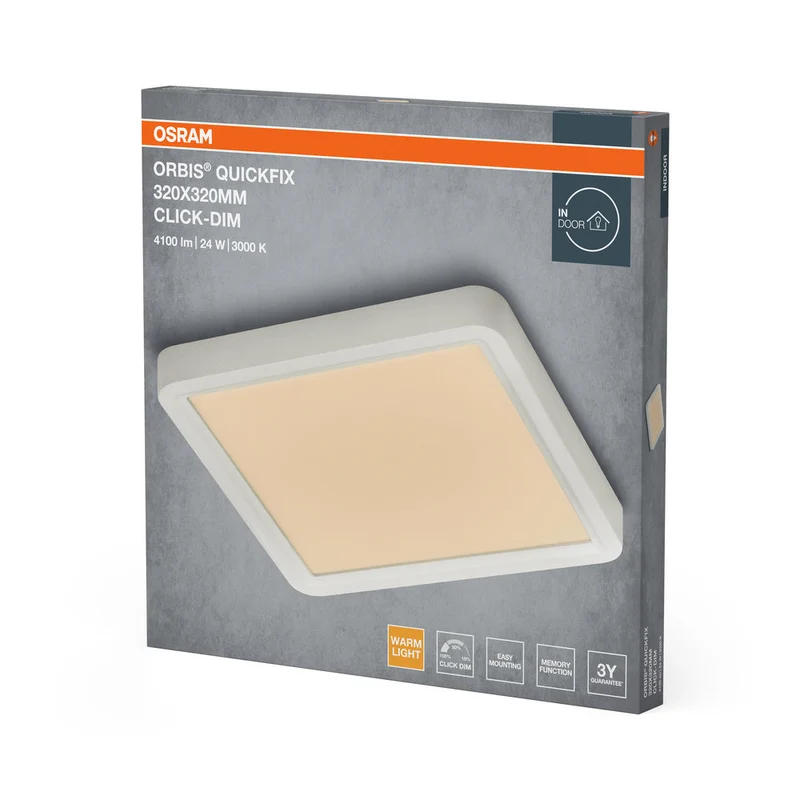 Plafoniera OSRAM Orbis Quickfix Square 320x320 mm 24W Click-Dim Bianco