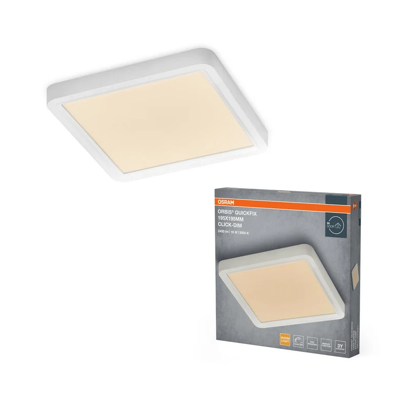 Plafoniera OSRAM Orbis Quickfix Square 195x195 mm 16W Click-Dim Bianco