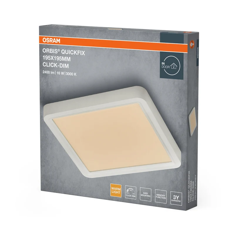 Plafoniera OSRAM Orbis Quickfix Square 195x195 mm 16W Click-Dim Bianco