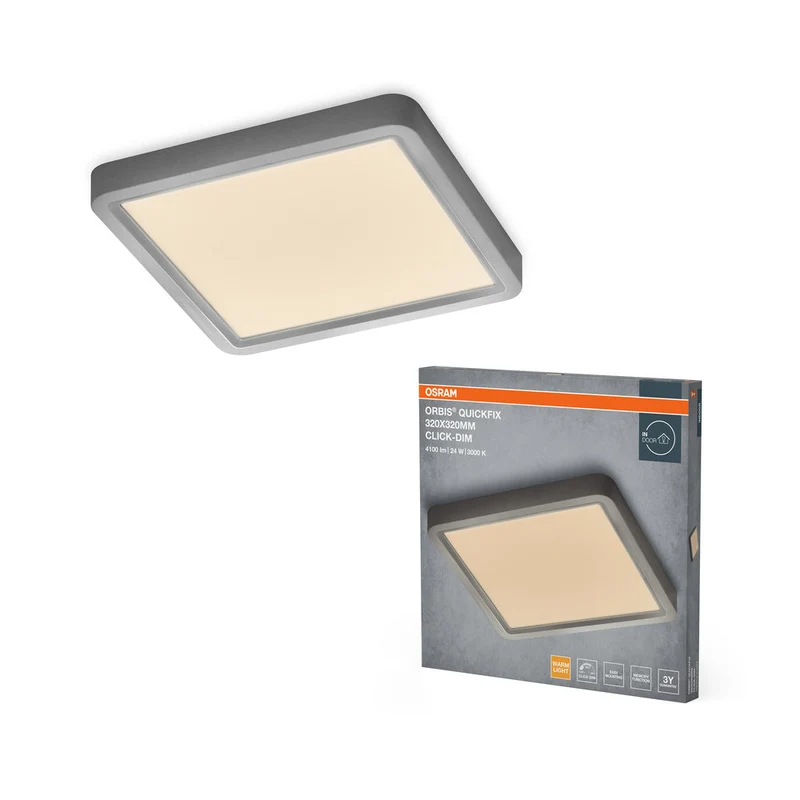 Plafoniera OSRAM Orbis Quickfix Square 320x320 mm 24W Click-Dim Argento