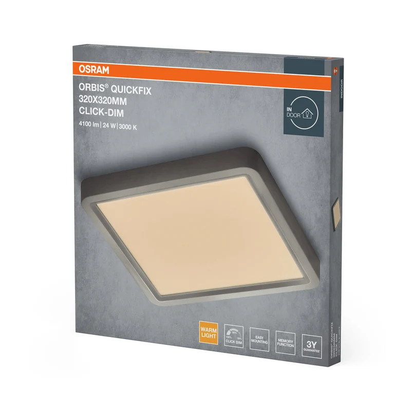 Plafoniera OSRAM Orbis Quickfix Square 320x320 mm 24W Click-Dim Argento