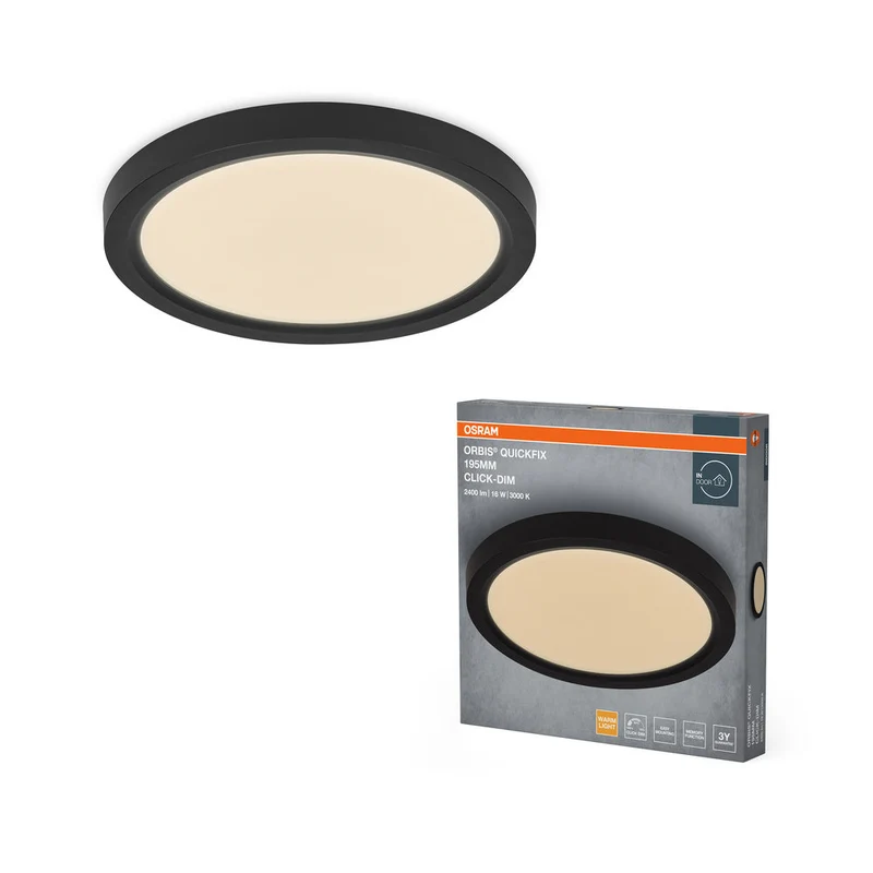 Plafoniera OSRAM Orbis Quickfix Round 195 mm 16W Click-Dim Nero