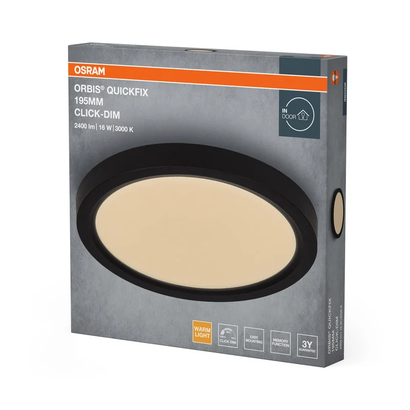 Plafoniera OSRAM Orbis Quickfix Round 195 mm 16W Click-Dim Nero