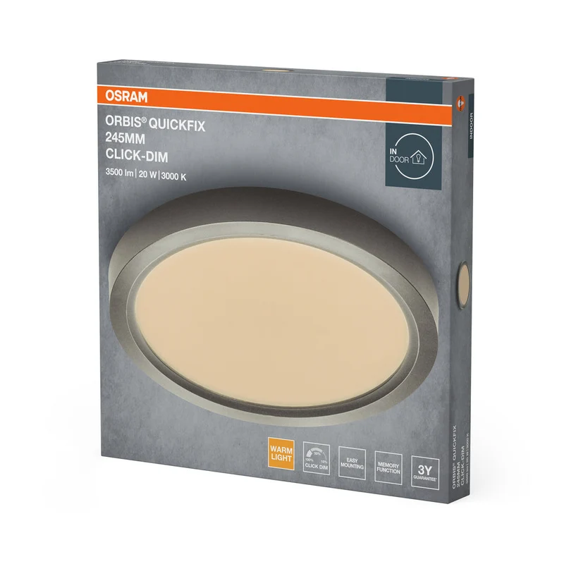 Plafoniera OSRAM Orbis Quickfix Round 245 mm 20W Click-Dim Argento