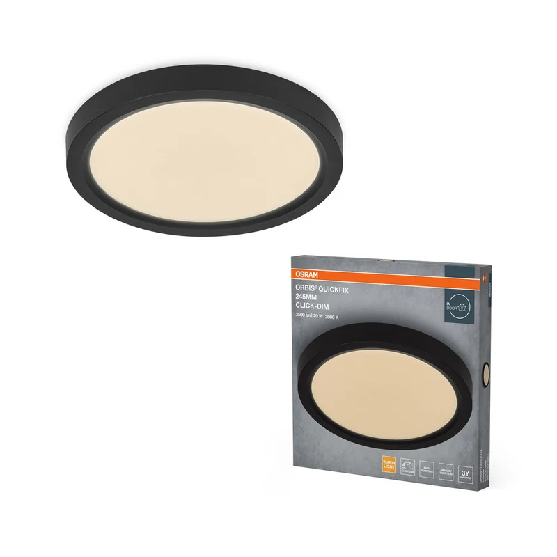 Plafoniera OSRAM Orbis Quickfix Round 245 mm 20W Click-Dim Nero