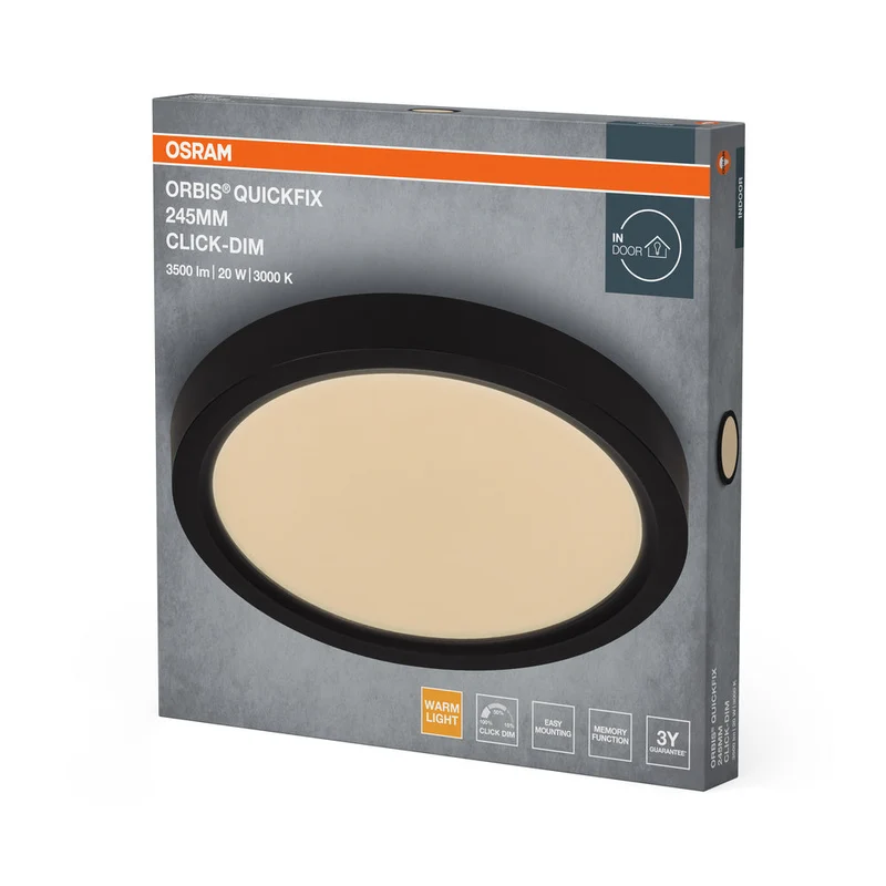 Plafoniera OSRAM Orbis Quickfix Round 245 mm 20W Click-Dim Nero