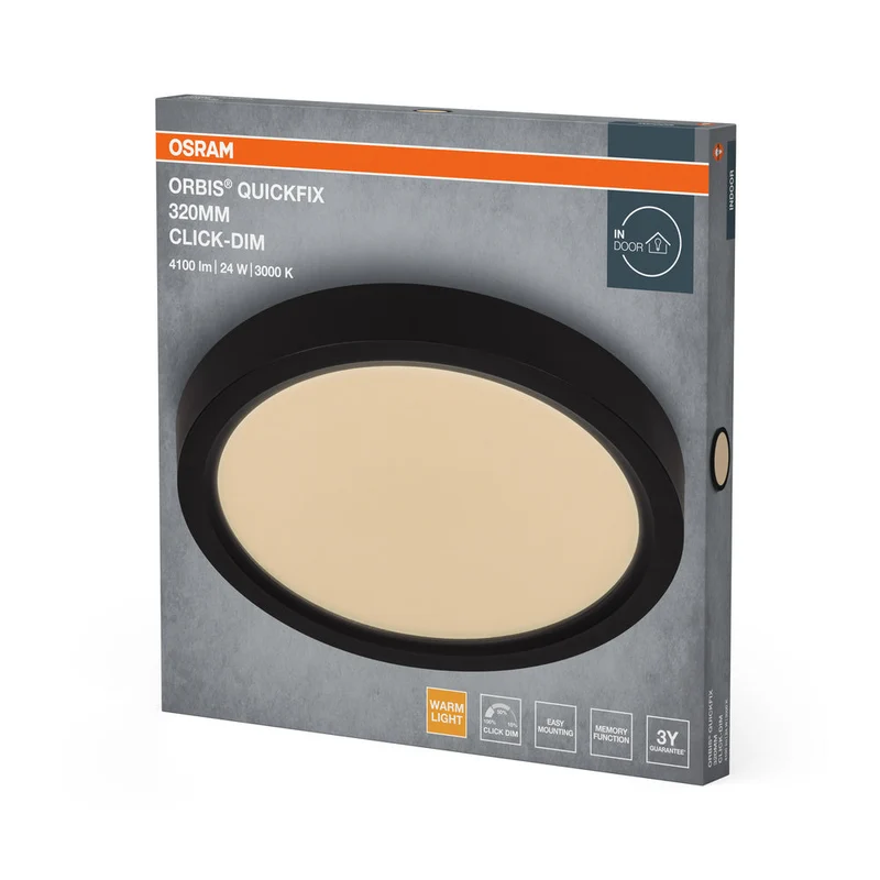 Plafoniera OSRAM Orbis Quickfix Round 320 mm 24W Click-Dim Nero