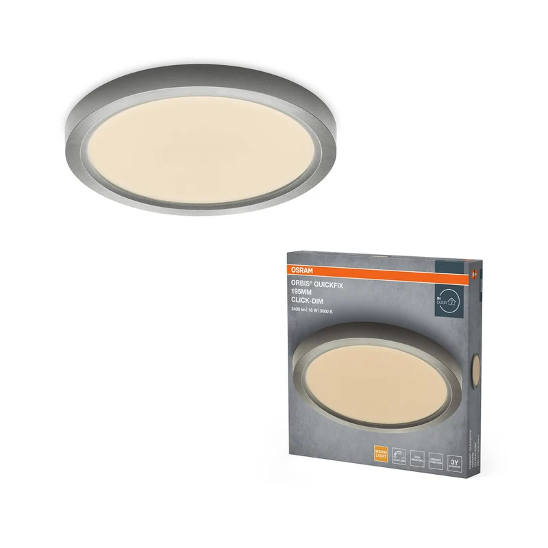Plafoniera OSRAM Orbis Quickfix Round 195 mm 16W Click-Dim Argento