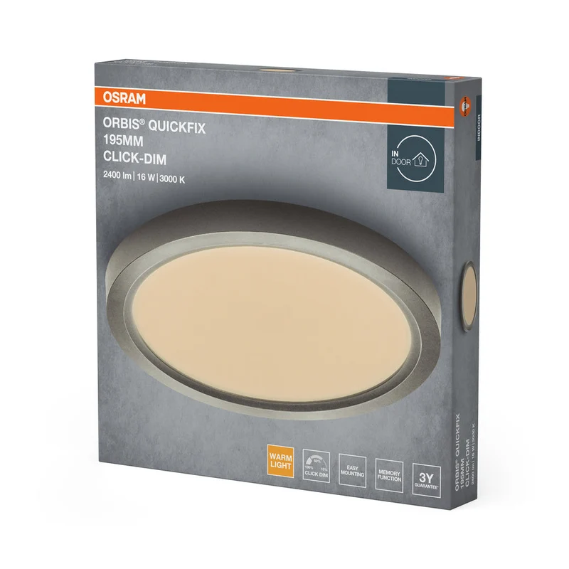 Plafoniera OSRAM Orbis Quickfix Round 195 mm 16W Click-Dim Argento