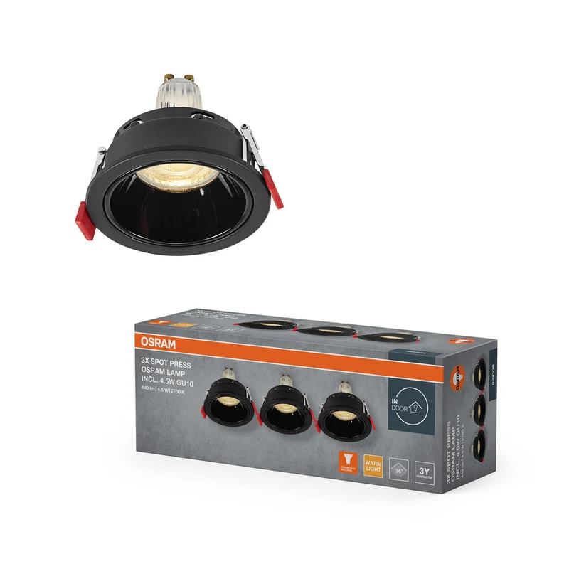 OSRAM LED Spot Recess faretti da incasso GU10 4.5W nero ⌀75 mm